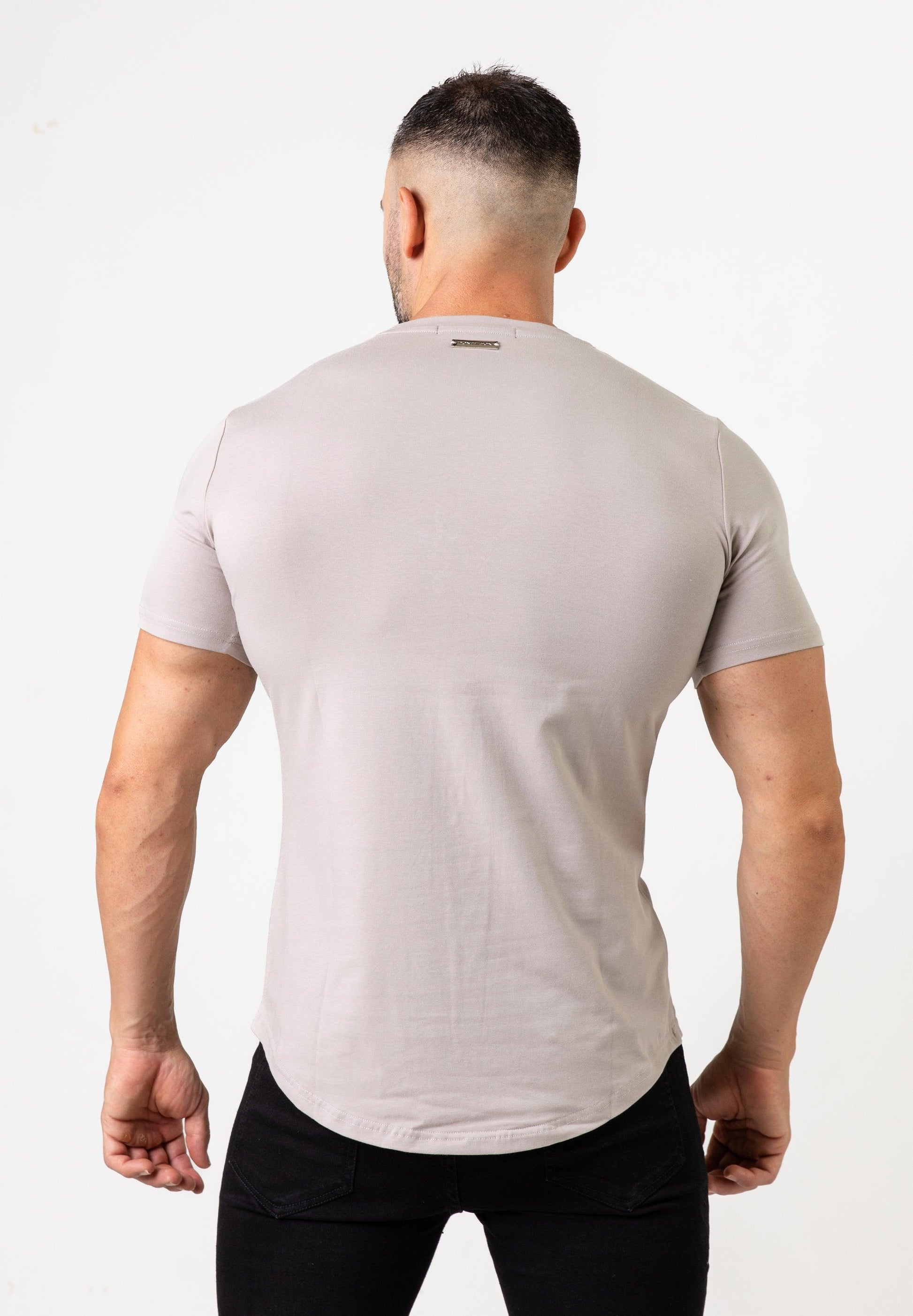 Basic Muscle Fit T-Shirt Stone - Curved Hem - Don Milyon