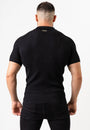 Ribbed Knit Silk Polo Shirt Black - Tailored Slim Fit - Don Milyon