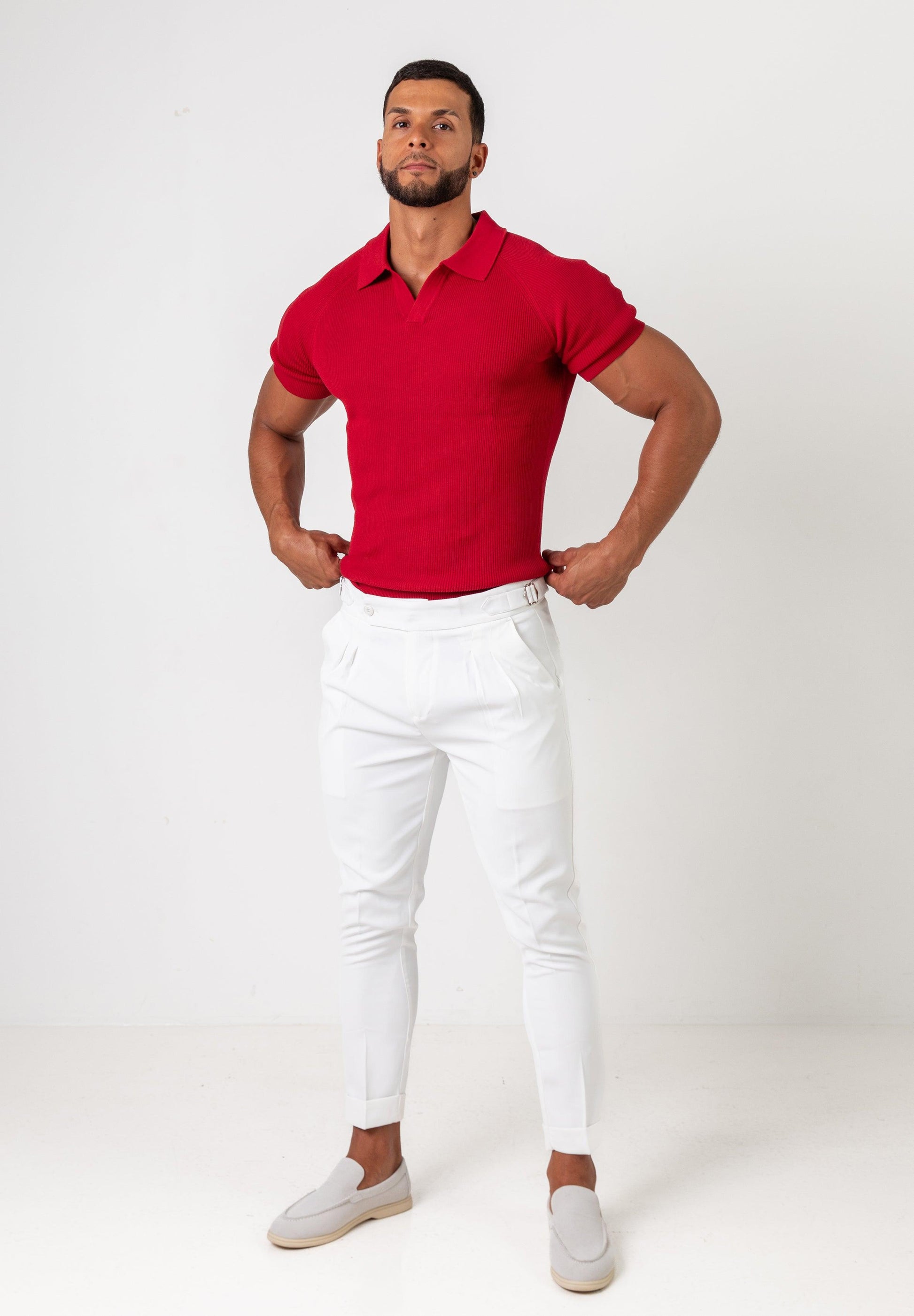 Pleated Dress Pants White - Tailored Slim Fit - Don Milyon