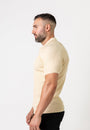 Ribbed Knit Silk Polo Shirt Cream - Tailored Slim Fit - Don Milyon