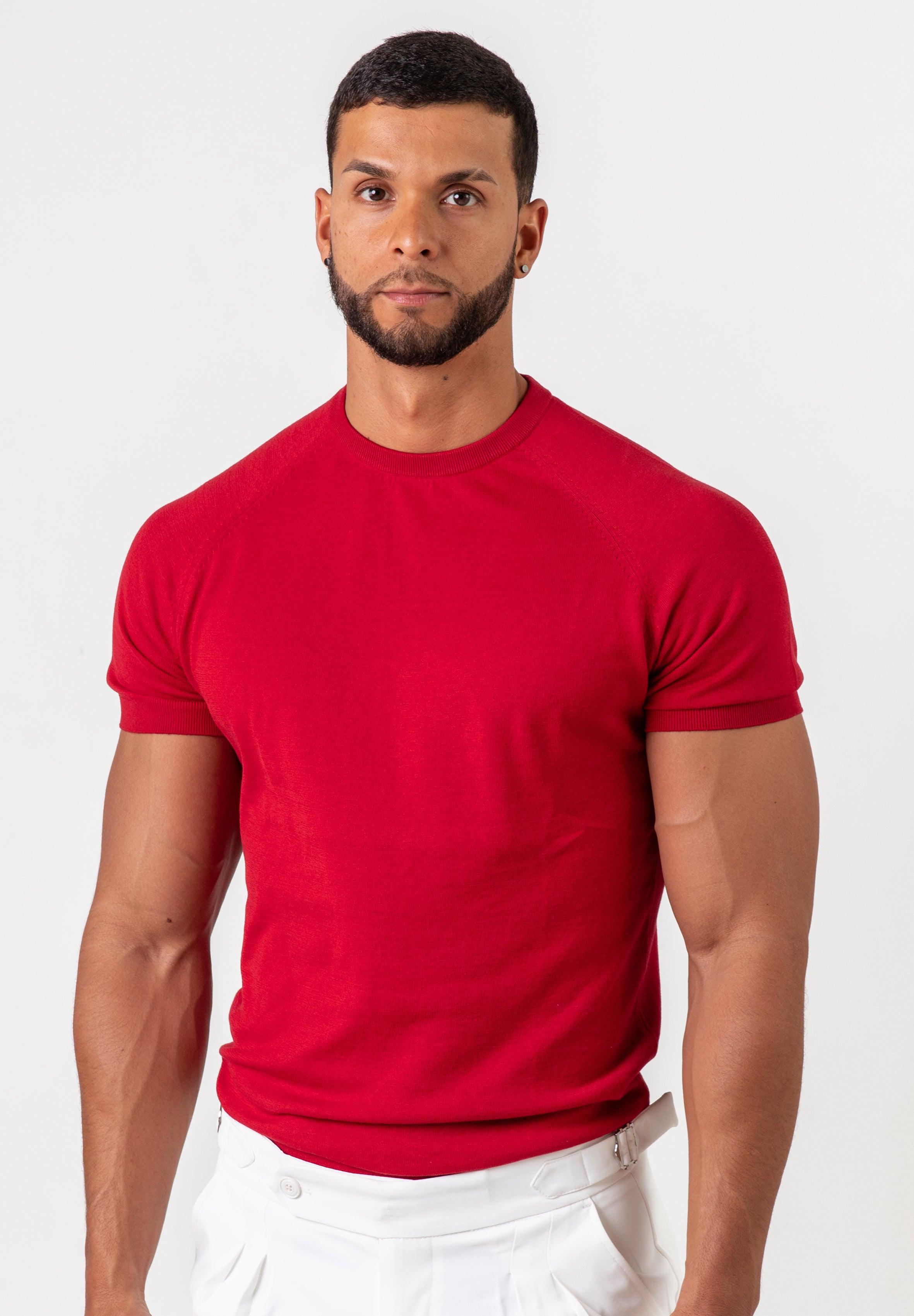 Knit Silk T-Shirt Burgundy - Tailored Slim Fit - Don Milyon