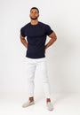 Knit Silk T-Shirt Navy - Tailored Slim Fit - Don Milyon