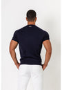 Knit Silk T-Shirt Navy - Tailored Slim Fit - Don Milyon