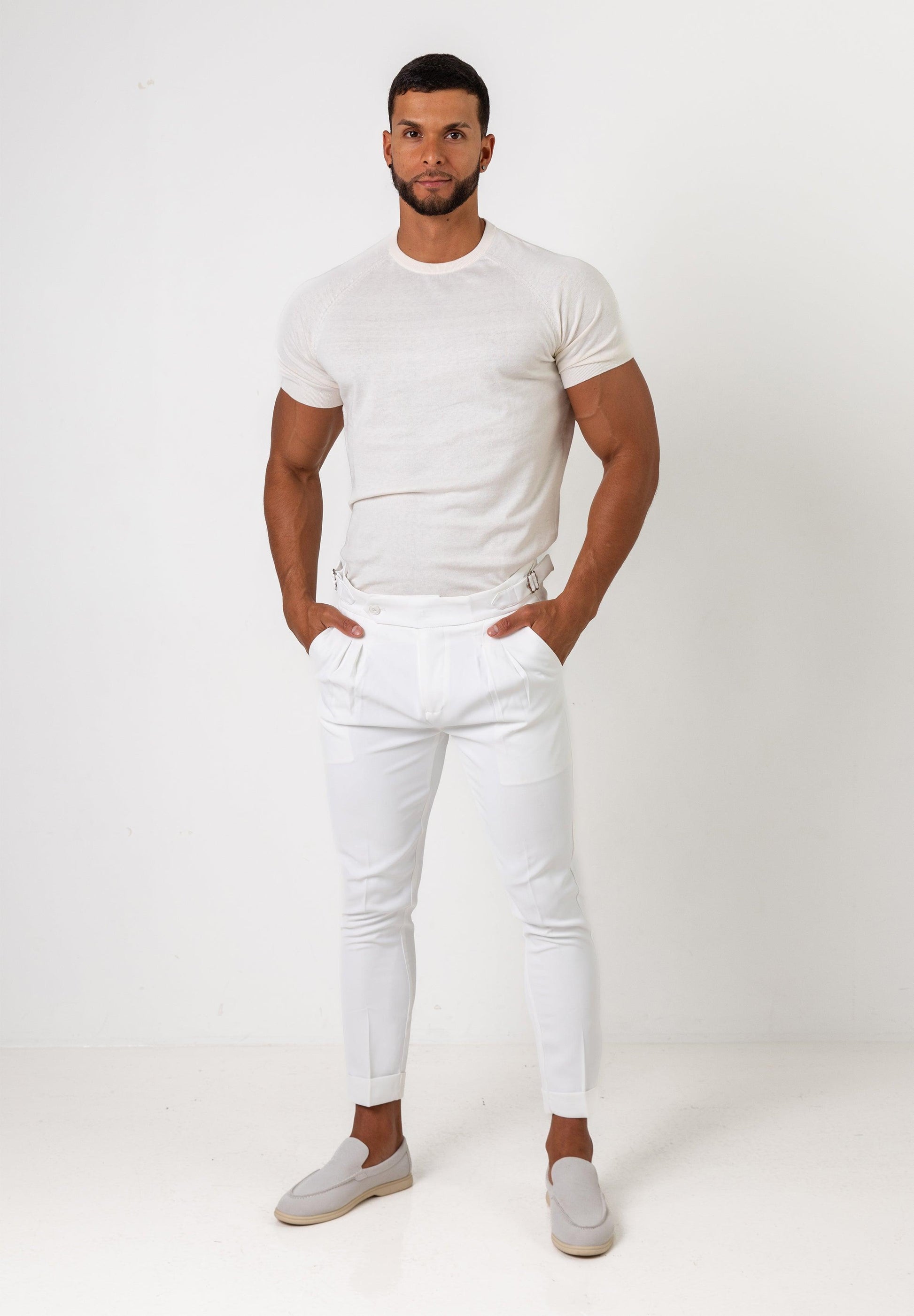 Knit Silk T-Shirt Off-White - Tailored Slim Fit - Don Milyon