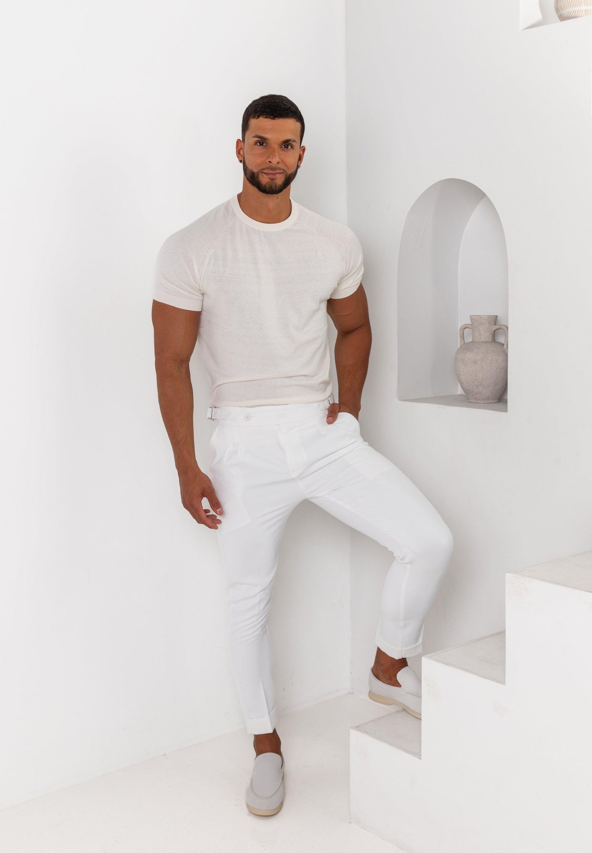 Knit Silk T-Shirt Off-White - Tailored Slim Fit - Don Milyon