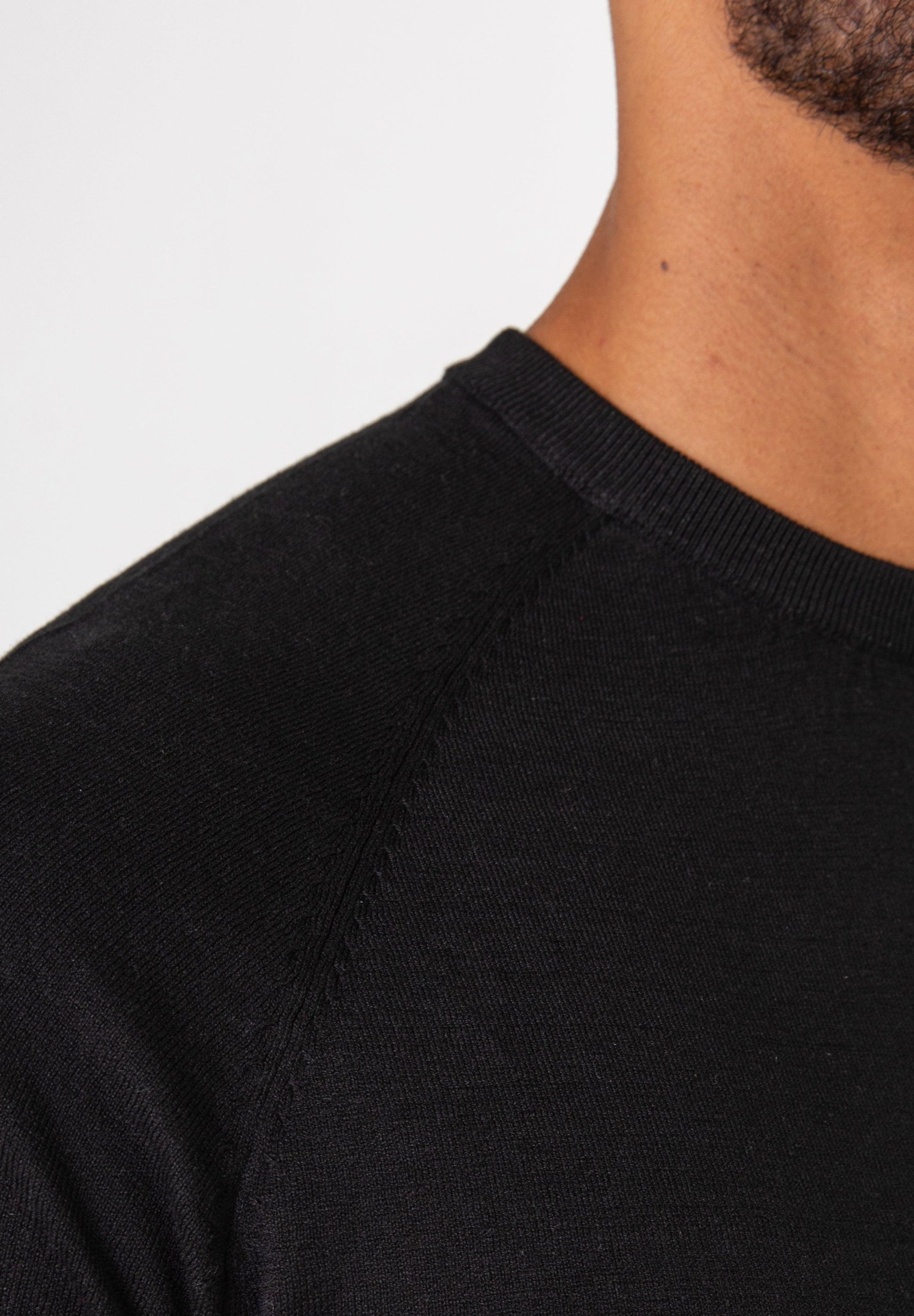 Knit Silk T-Shirt Black - Tailored Slim Fit - Don Milyon