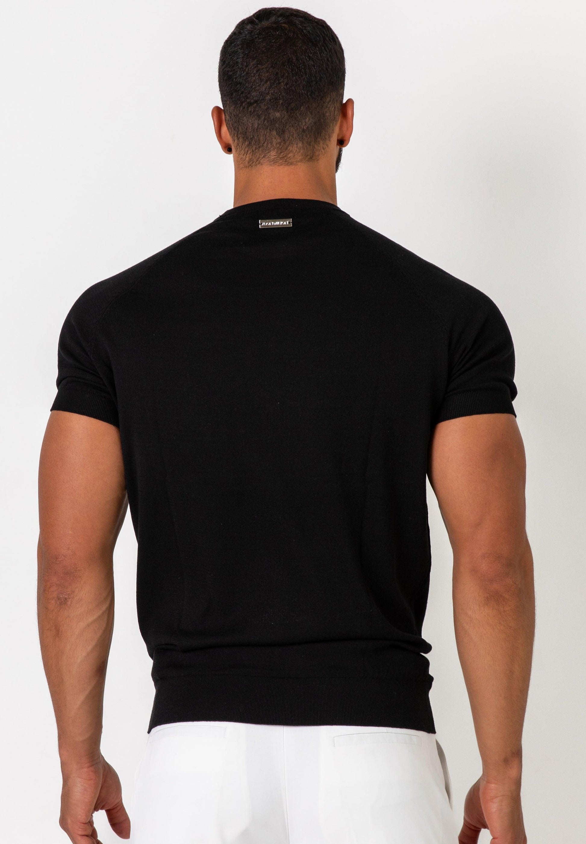 Knit Silk T-Shirt Black - Tailored Slim Fit - Don Milyon