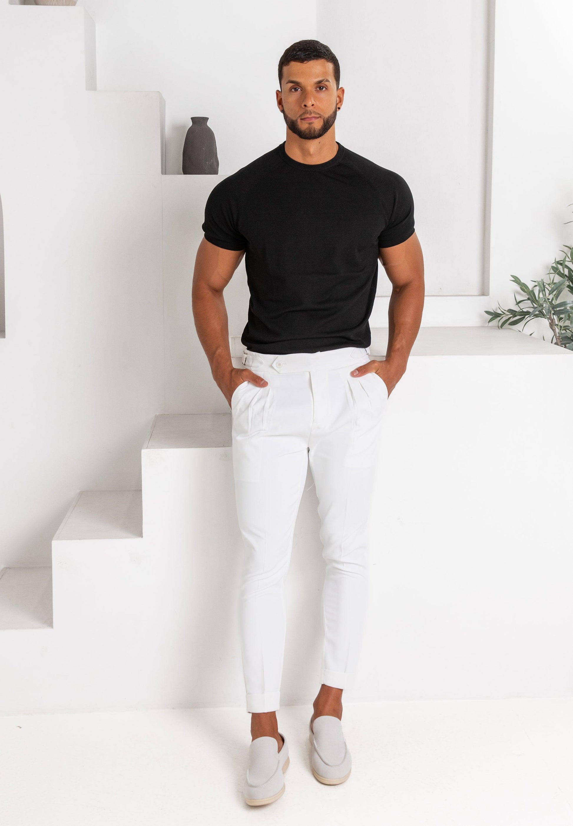 Knit Silk T-Shirt Black - Tailored Slim Fit - Don Milyon