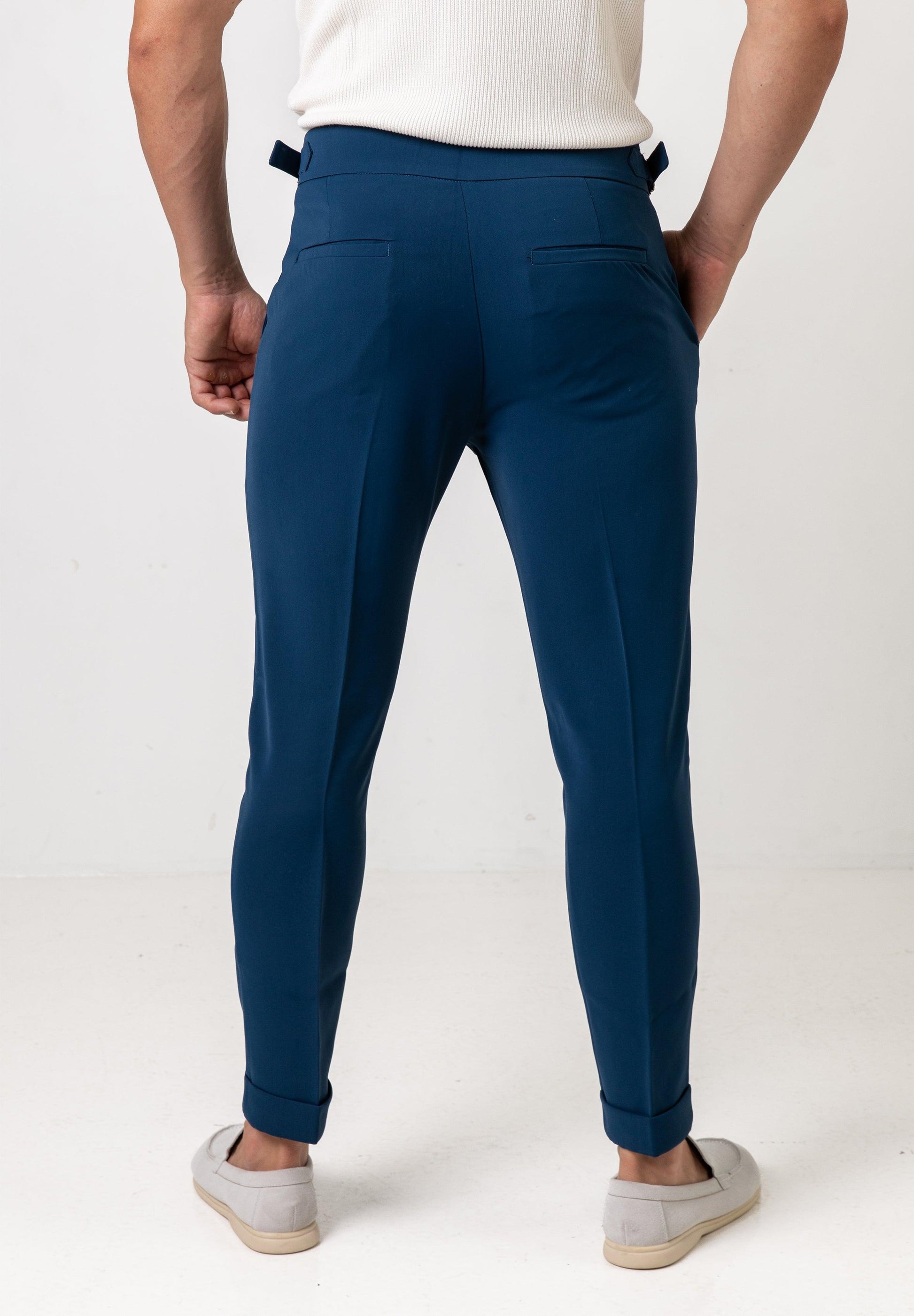 Pleated Dress Pants Navy - Tailored Slim Fit - Don Milyon