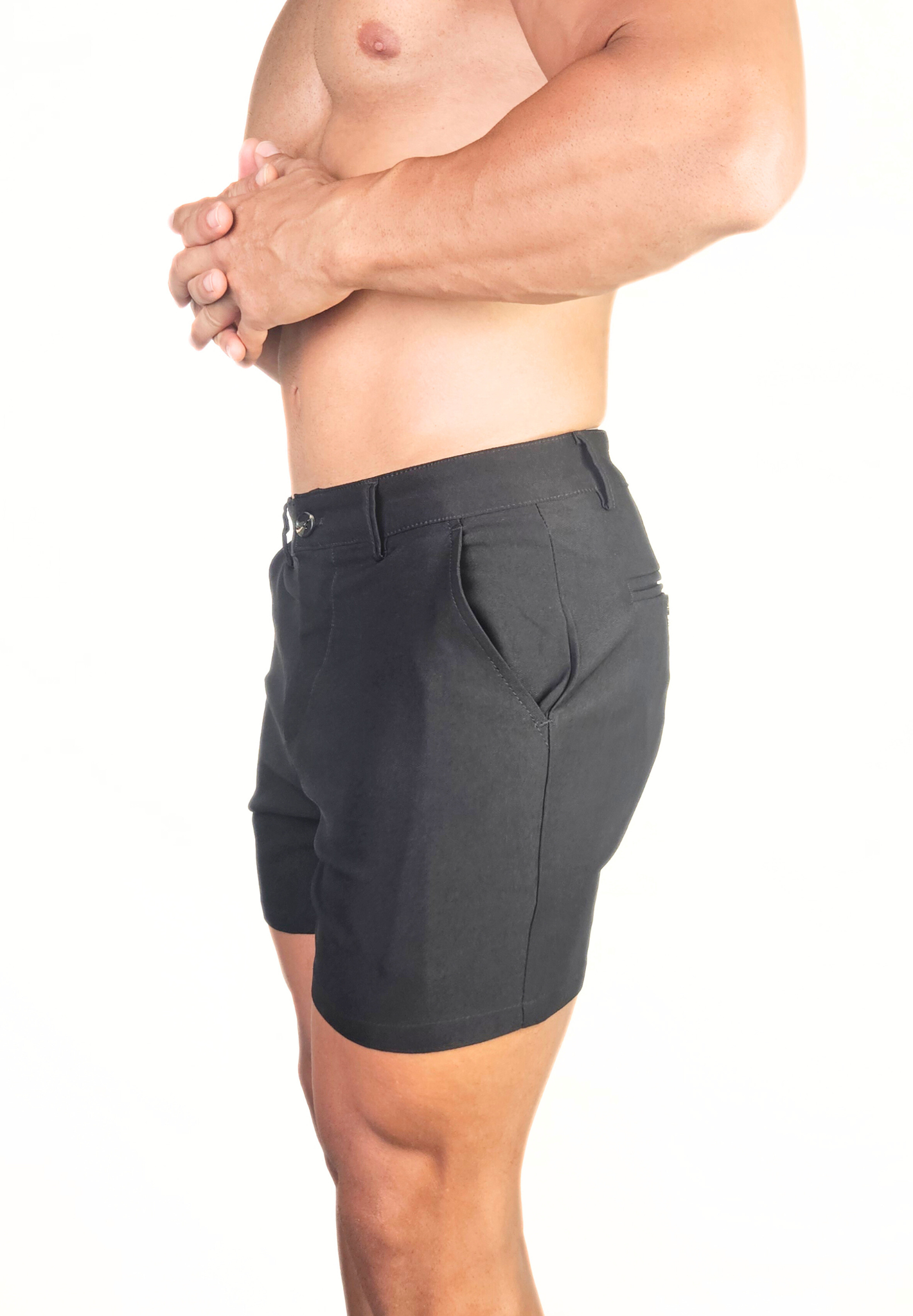Chino 5" Length Shorts Black - Slim Stretch Fit - Don Milyon