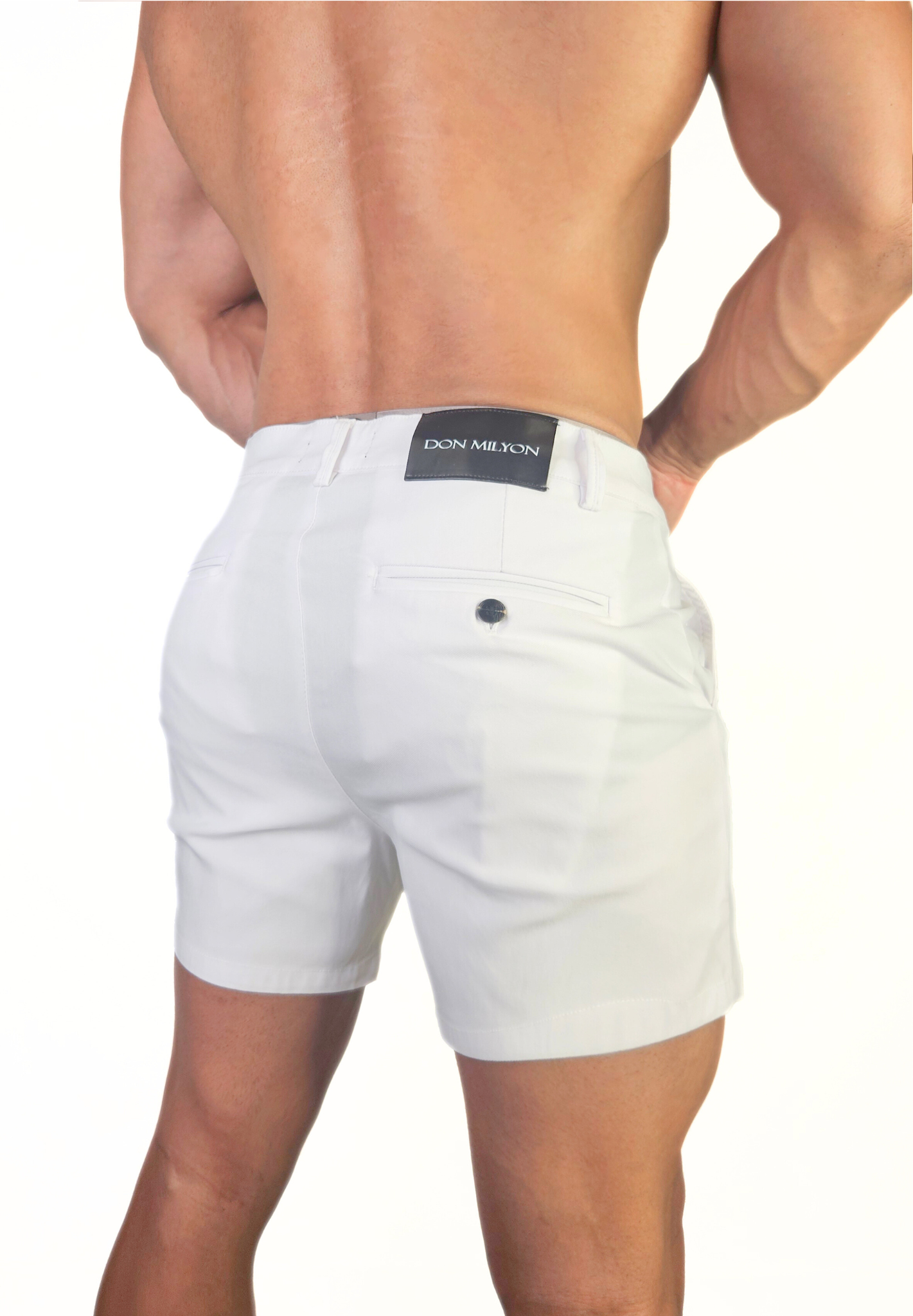 Chino 5" Length Shorts White - Slim Stretch Fit - Don Milyon