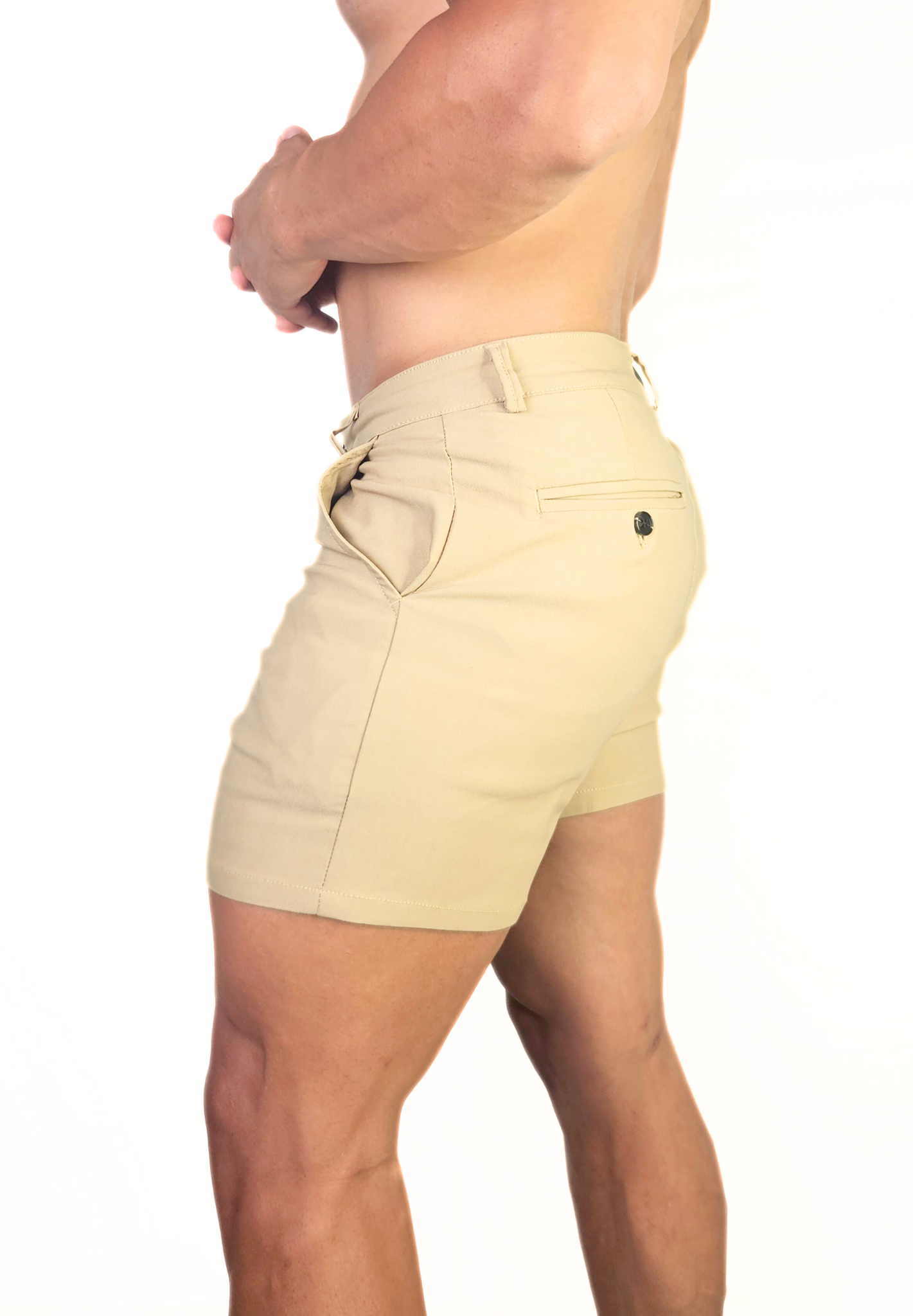 Chino 5" Length Shorts Stone Beige - Slim Stretch Fit - Don Milyon