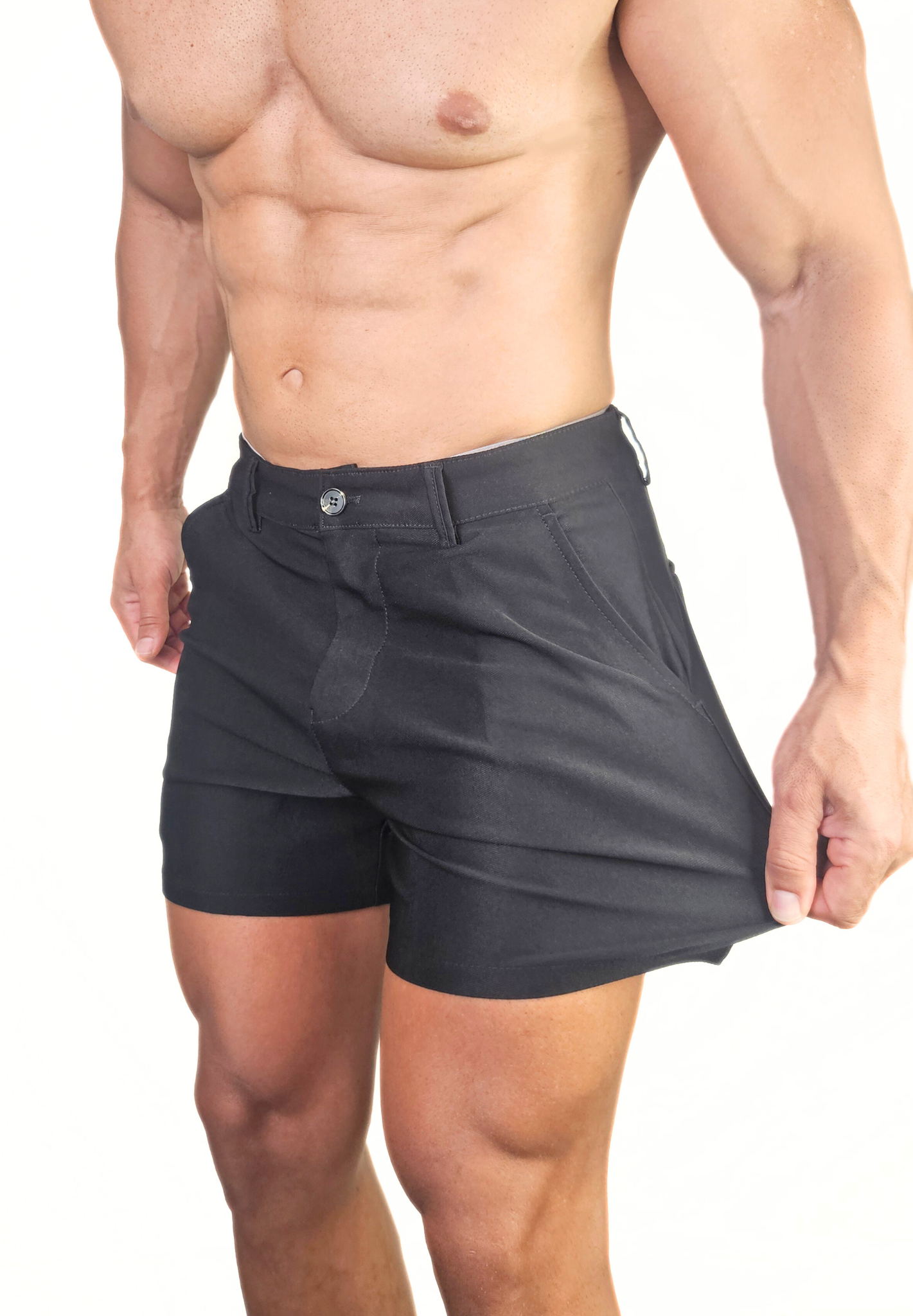 Chino 5" Length Shorts Black - Slim Stretch Fit - Don Milyon