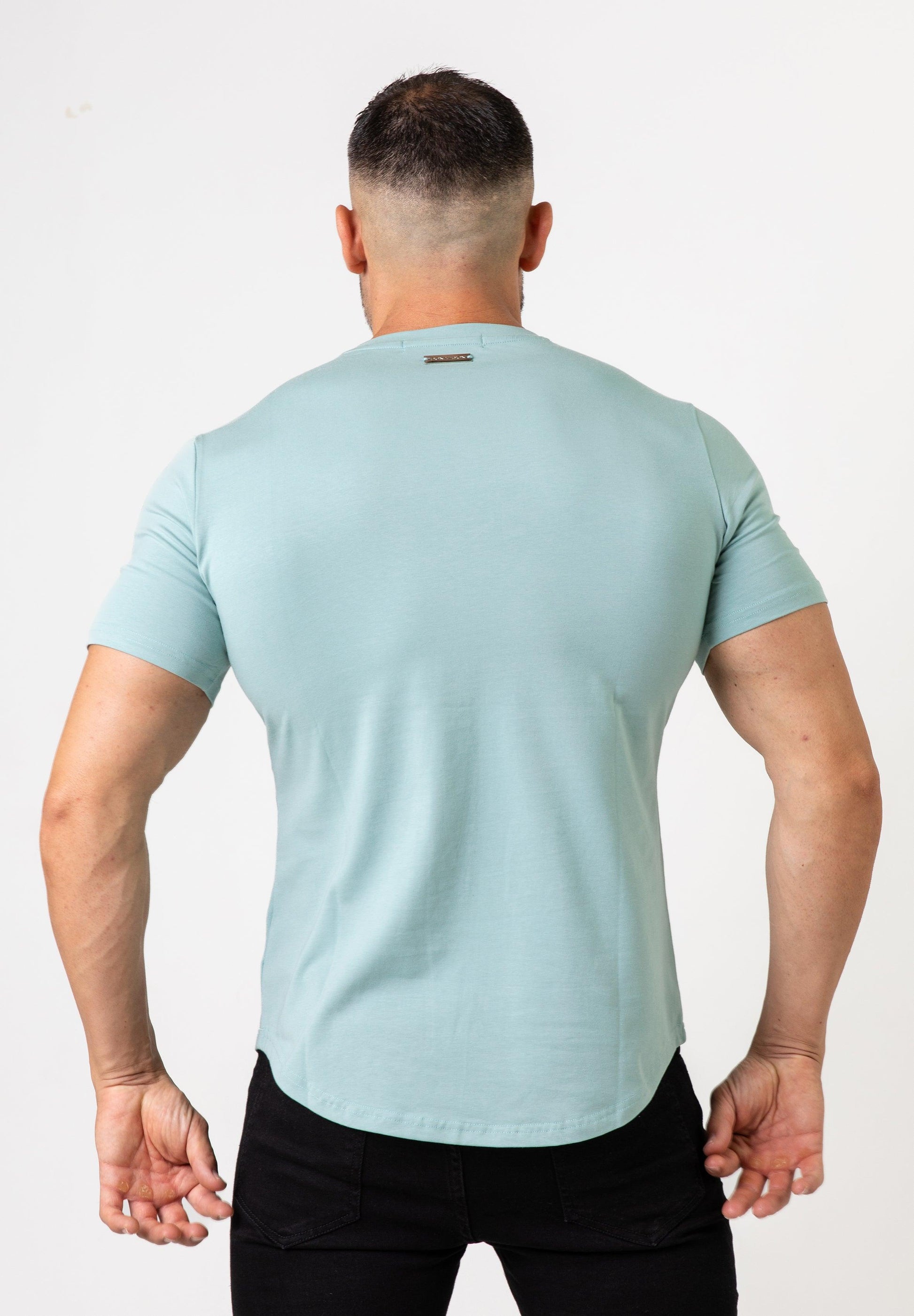 Basic Muscle Fit T-Shirt Sky Blue - Curved Hem - Don Milyon