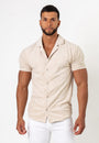 Toweling Button Shirt Beige - Tailored Slim Fit - Don Milyon