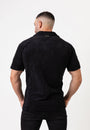 Towelling Button Shirt Black - Tailored Slim Fit - Don Milyon