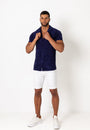 Towelling Button Shirt Navy - Tailored Slim Fit - Don Milyon