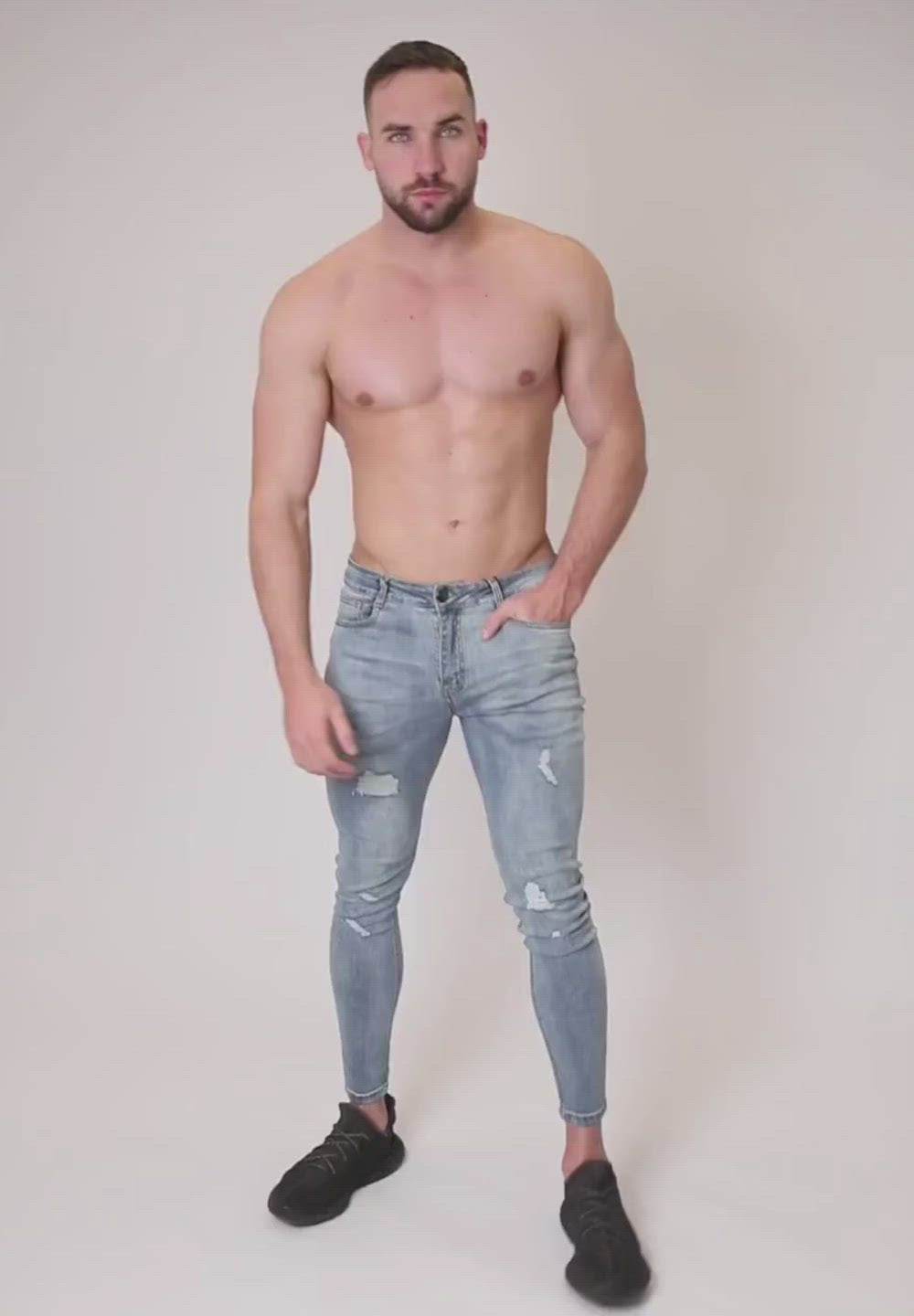 Blue Ripped Skinny Men's Jeans Video