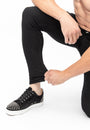 Black Skinny Fit Stretch Men's Jeans Cuffed Ankles