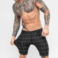 Black Skinny Fit Stretch Men's Check Pattern Chino Shorts