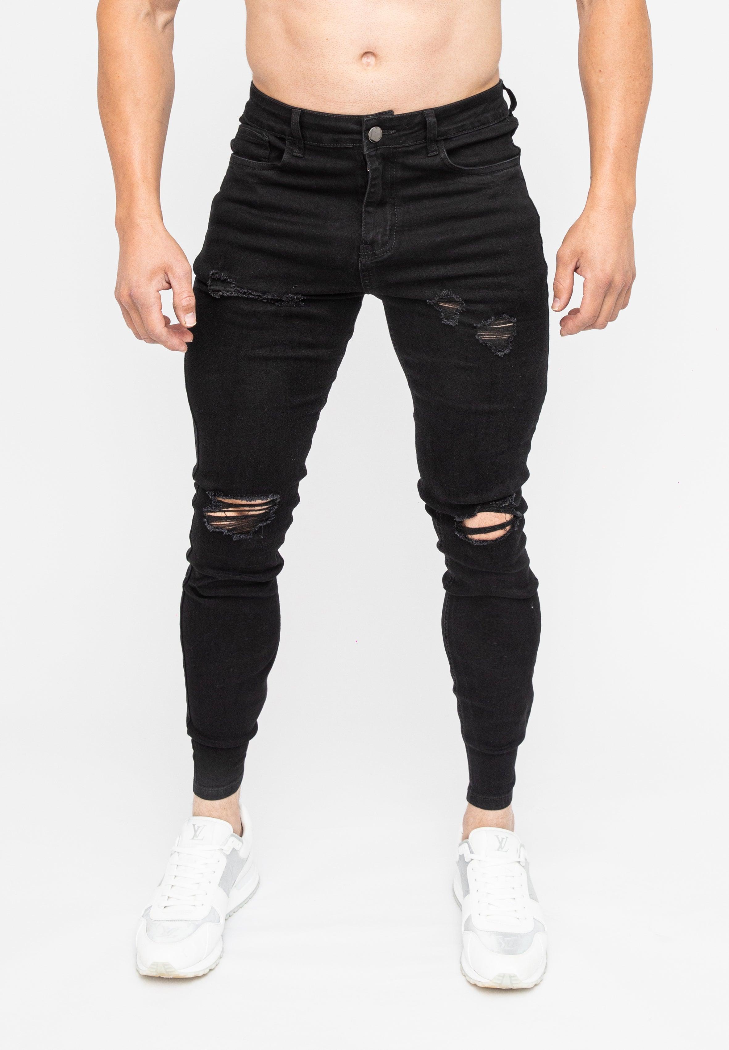 Ripped Jeans Black Slim Stretch Fit - Main Image