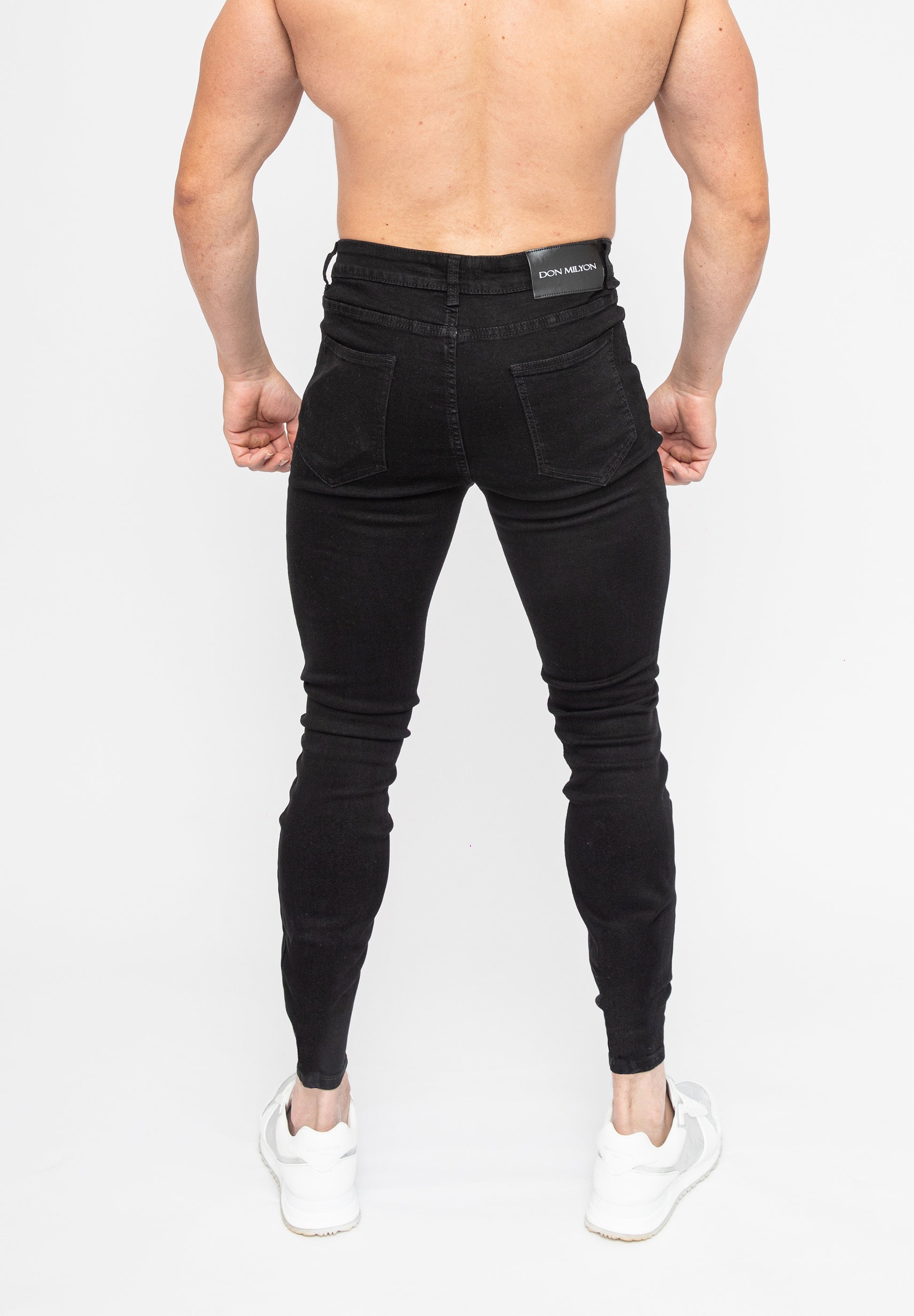 Black Ripped Jeans - Ultra Slim Stretch Fit