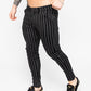 Men's Black Striped Skinny Fit Stretch Chino Pants Angle
