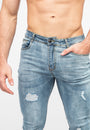 Blue Ripped Skinny Men's Jeans Front Close