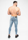 Blue Ripped Skinny Men's Jeans Pose Rear Glutes
