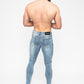 Blue Ripped Skinny Men's Jeans Pose Rear Glutes