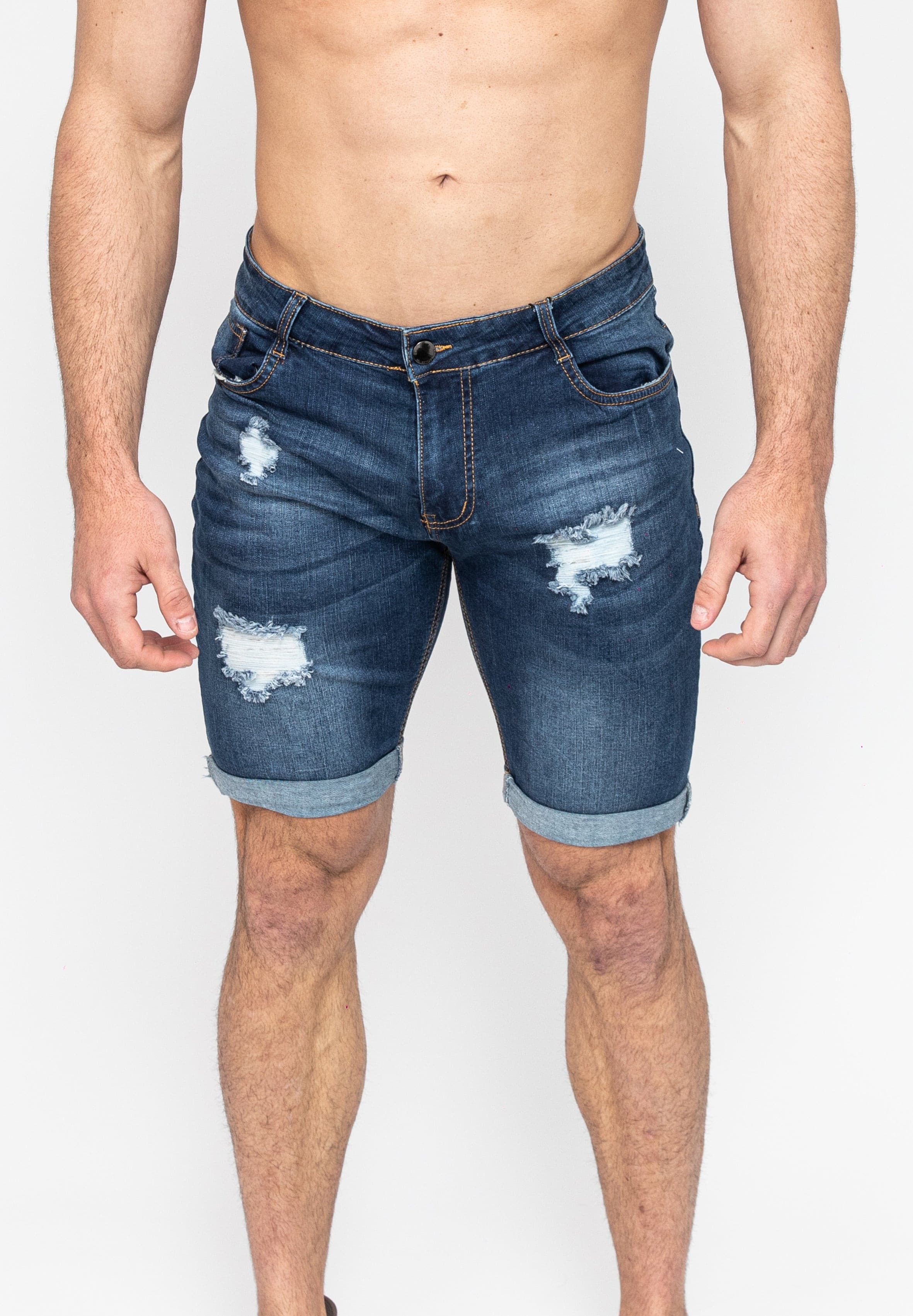 Blue ripped outlet shorts