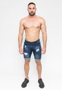 Blue Ripped Skinny Men's Jeans Shorts Front