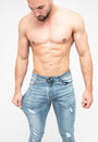 Blue Ripped Skinny Men's Jeans Stretch Denim menswear