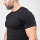Black Basic Muscle Fit T-Shirt - Curved Hem Crew Neck
