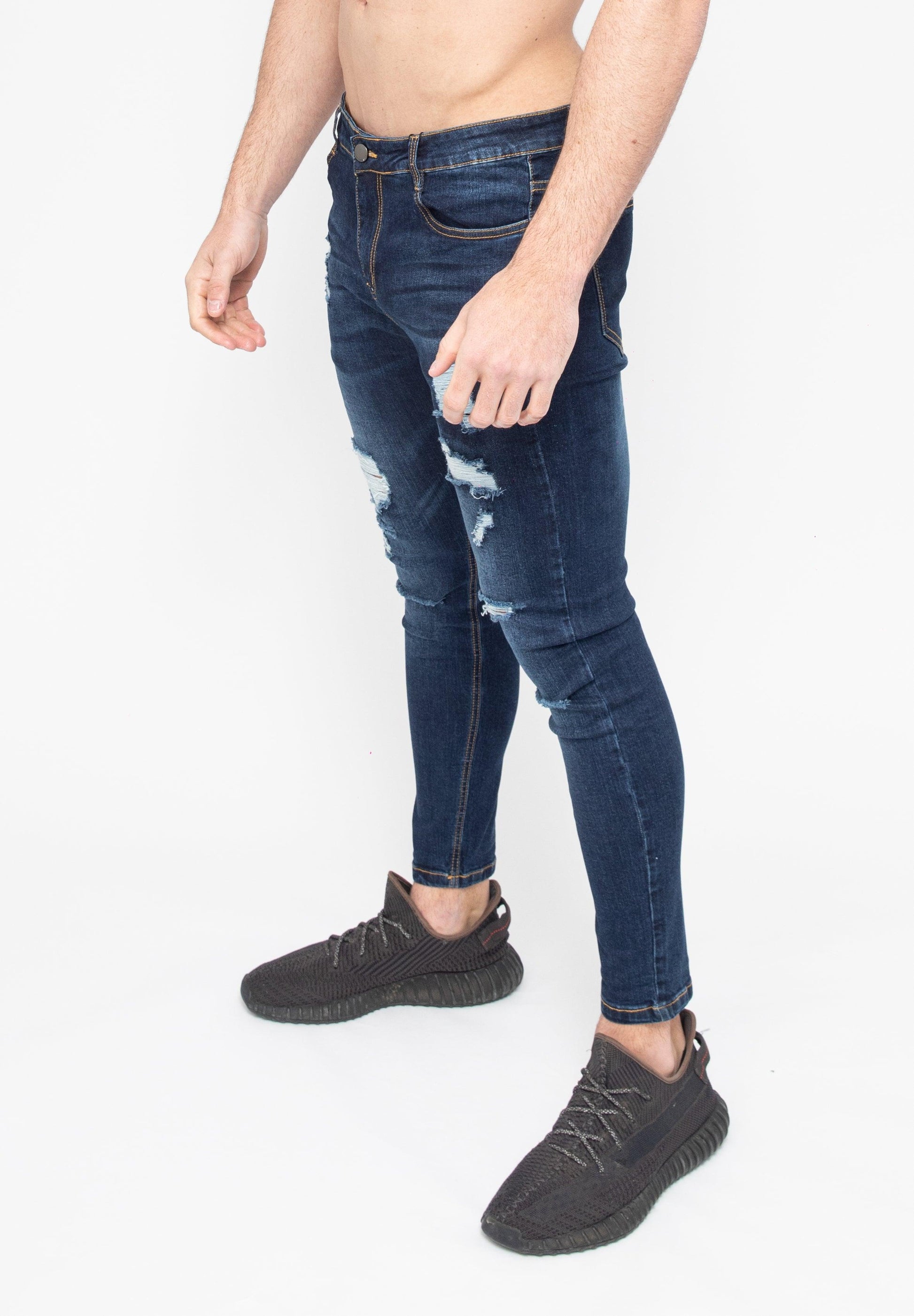 Dark Blue Ripped Skinny Jeans – Don Milyon - Main Image