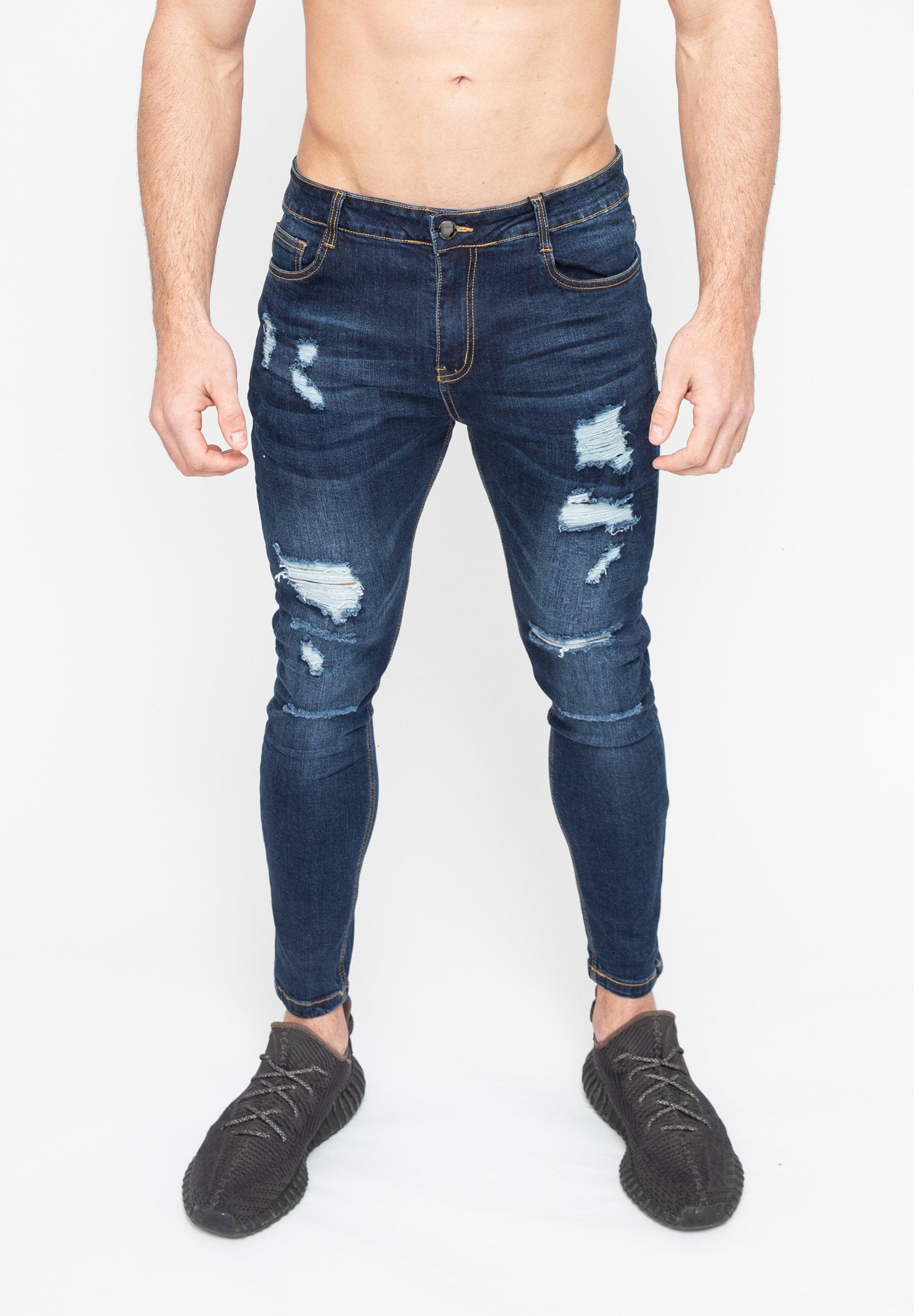 Dark Blue Ripped Skinny Jeans – Don Milyon