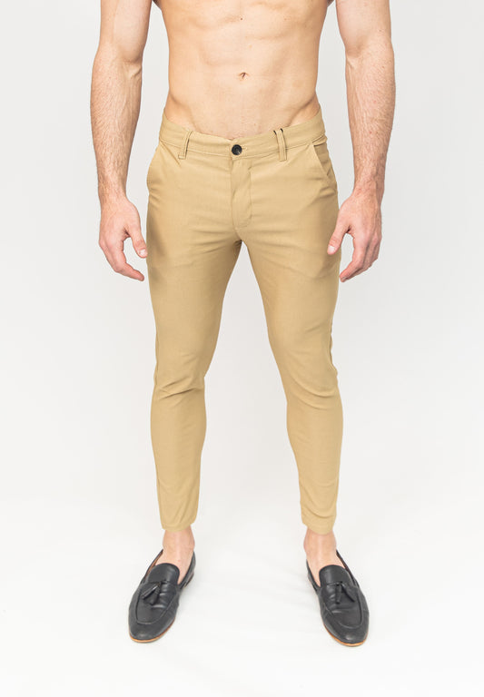 Beige Dress Suit Pants - Ultra Slim Stretch Fit