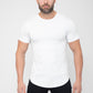 White Basic Muscle Fit T-Shirt - Curved Hem Crew Neck
