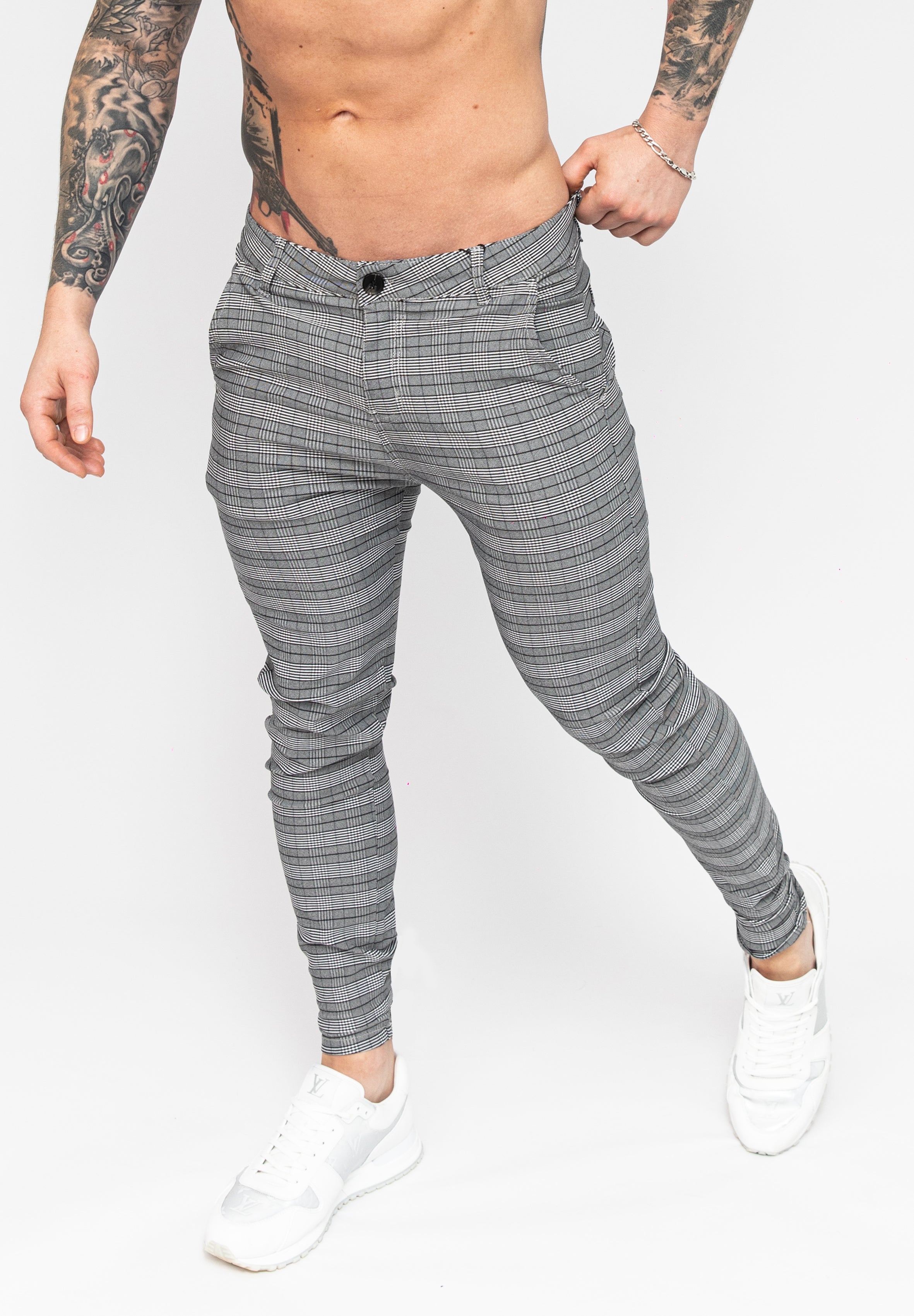 Grey sale check pants