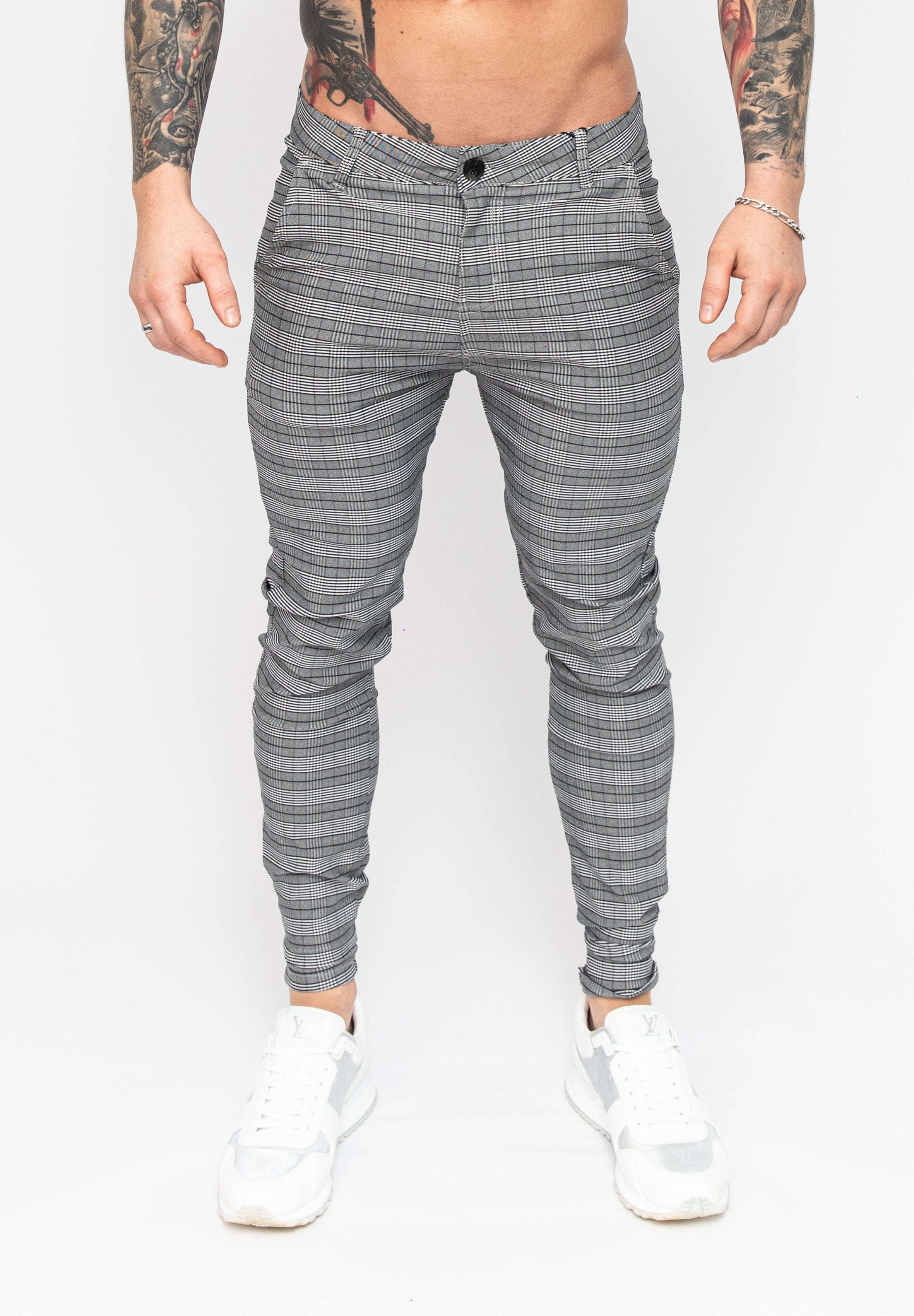 Gray check sale pants