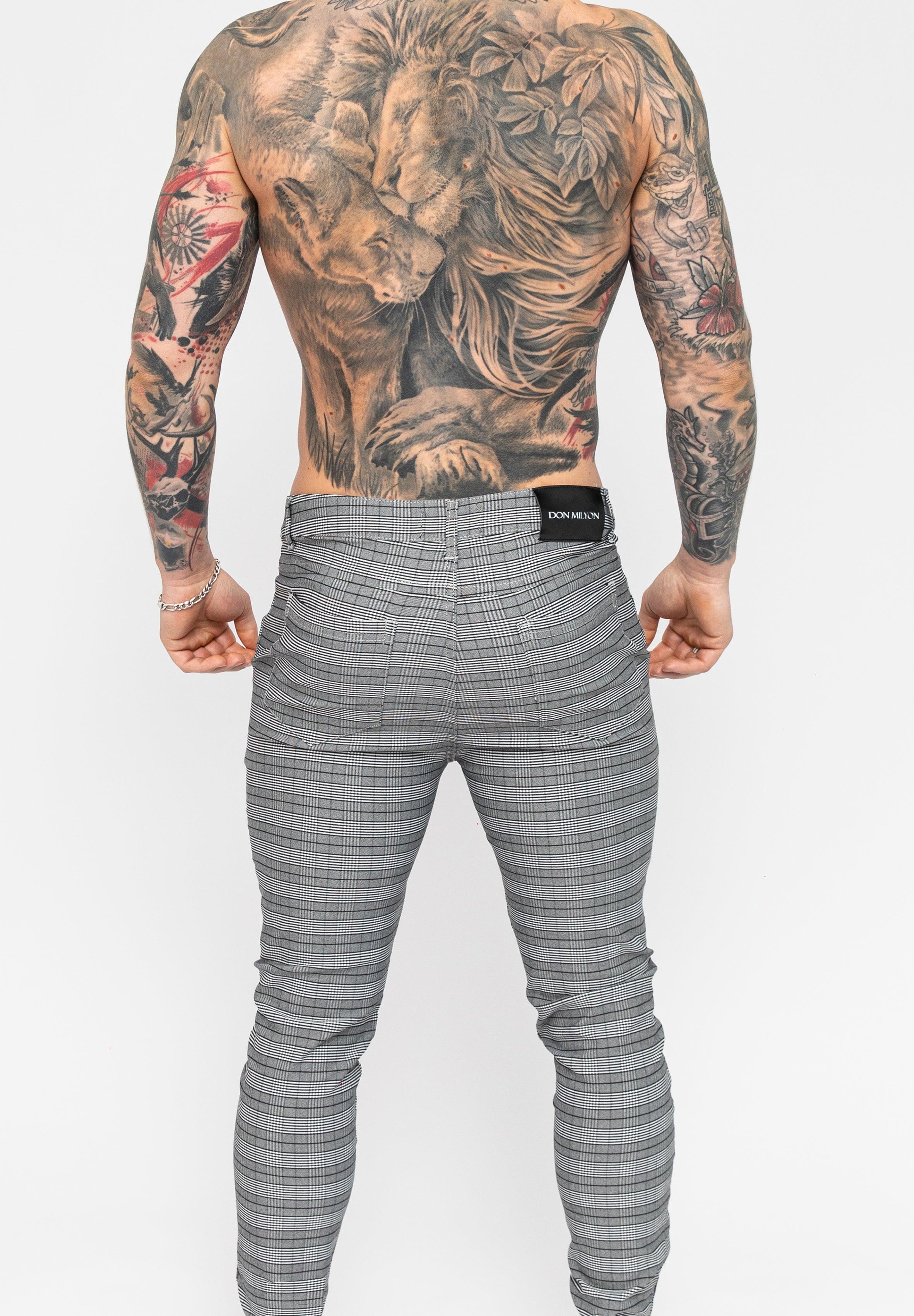 Grey hot sale checkered chinos