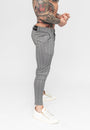 Men's Grey Striped Skinny Fit Stretch Chino Pants Side
