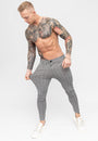 Men's Grey Striped Skinny Fit Stretch Chino Pants