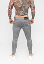 Men's Grey Striped Skinny Fit Stretch Chino Pants Rear