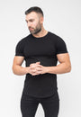 Basic Muscle Fit T-Shirt Black - Curved Hem - Don Milyon