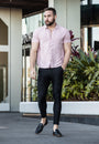 Men's Black Skinny Fit Tailored Stretch Dress Suit Pants Pose