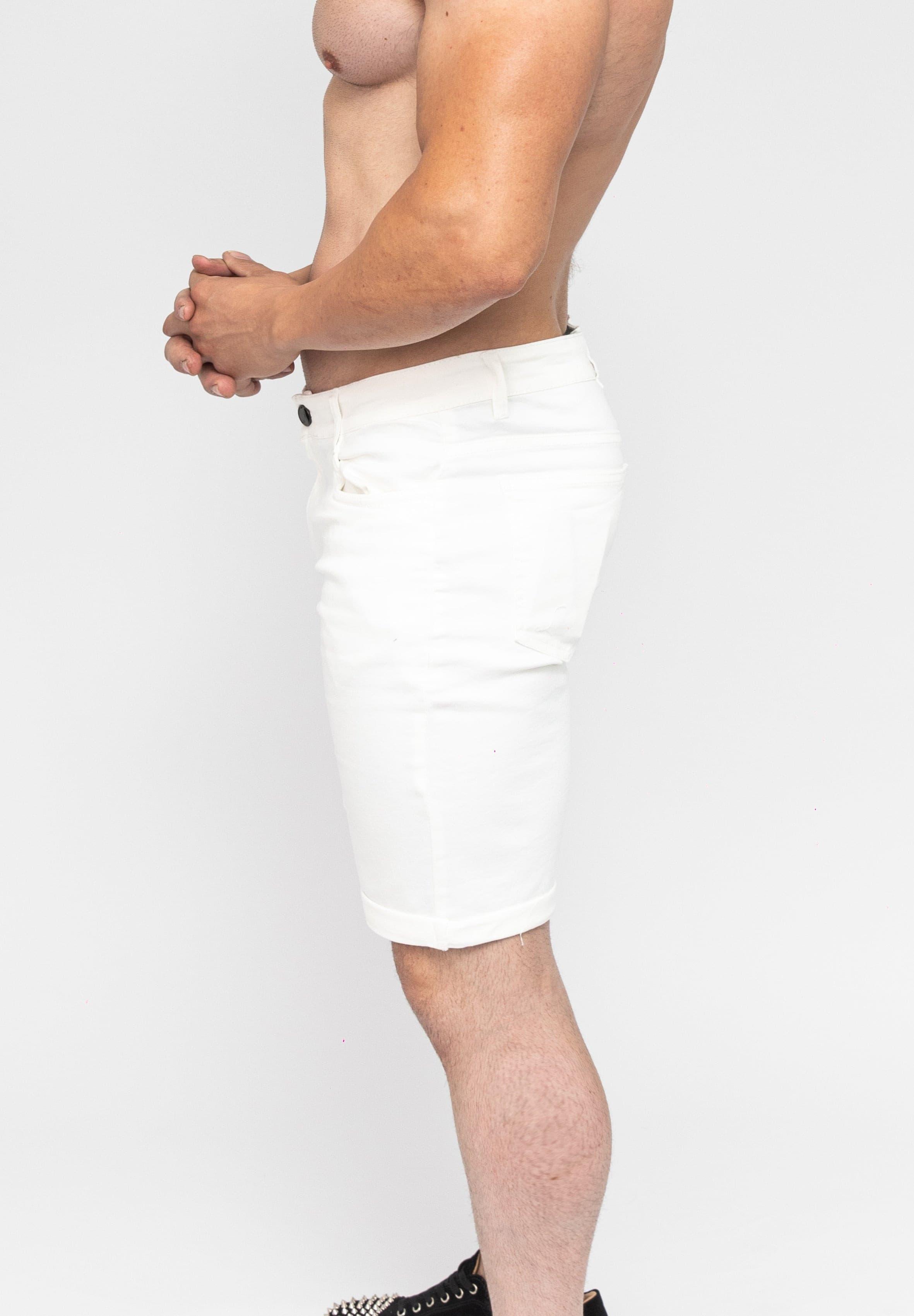 Mens white hot sale denim shorts